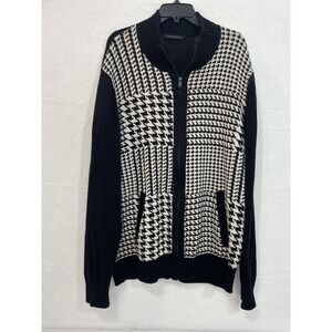 Sean John Men's Black White Colorblock Heavy Cardigan Full ZipSweater Size 3XL